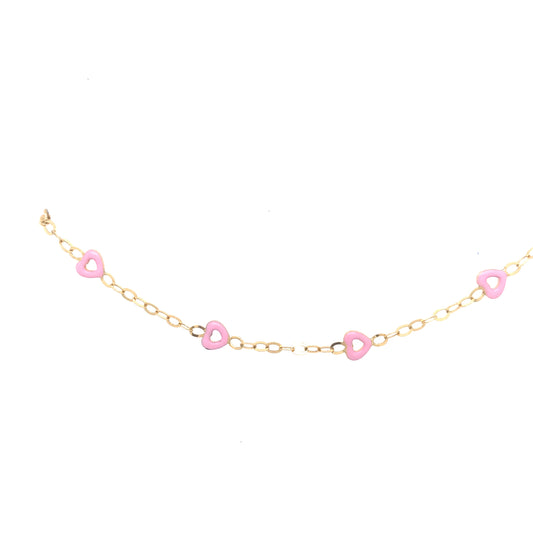 14k Pink Heart Bracelet - HK Jewels