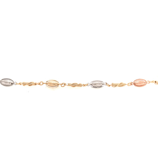 Tricolor Oval and Bar Bracelet - HK Jewels