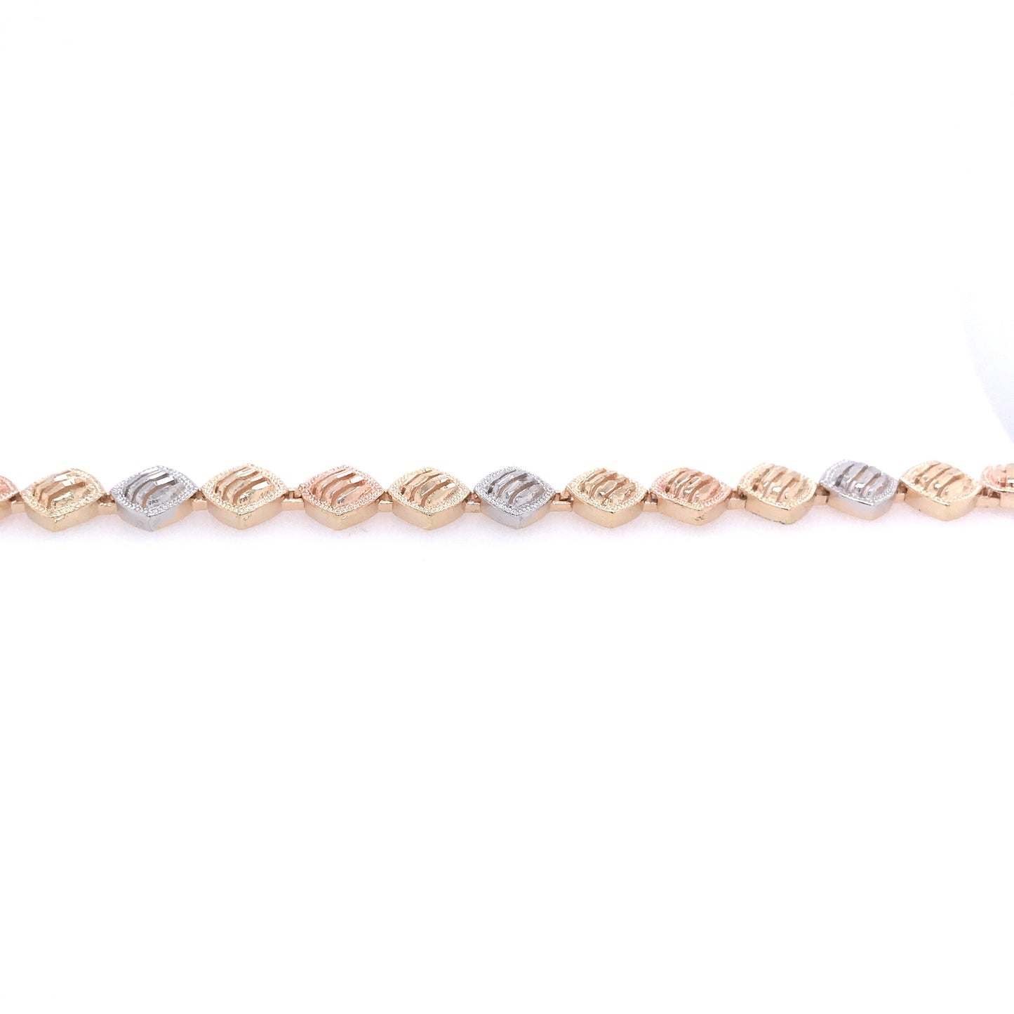 Lined Diamond Shapes Tricolor Bracelet - HK Jewels