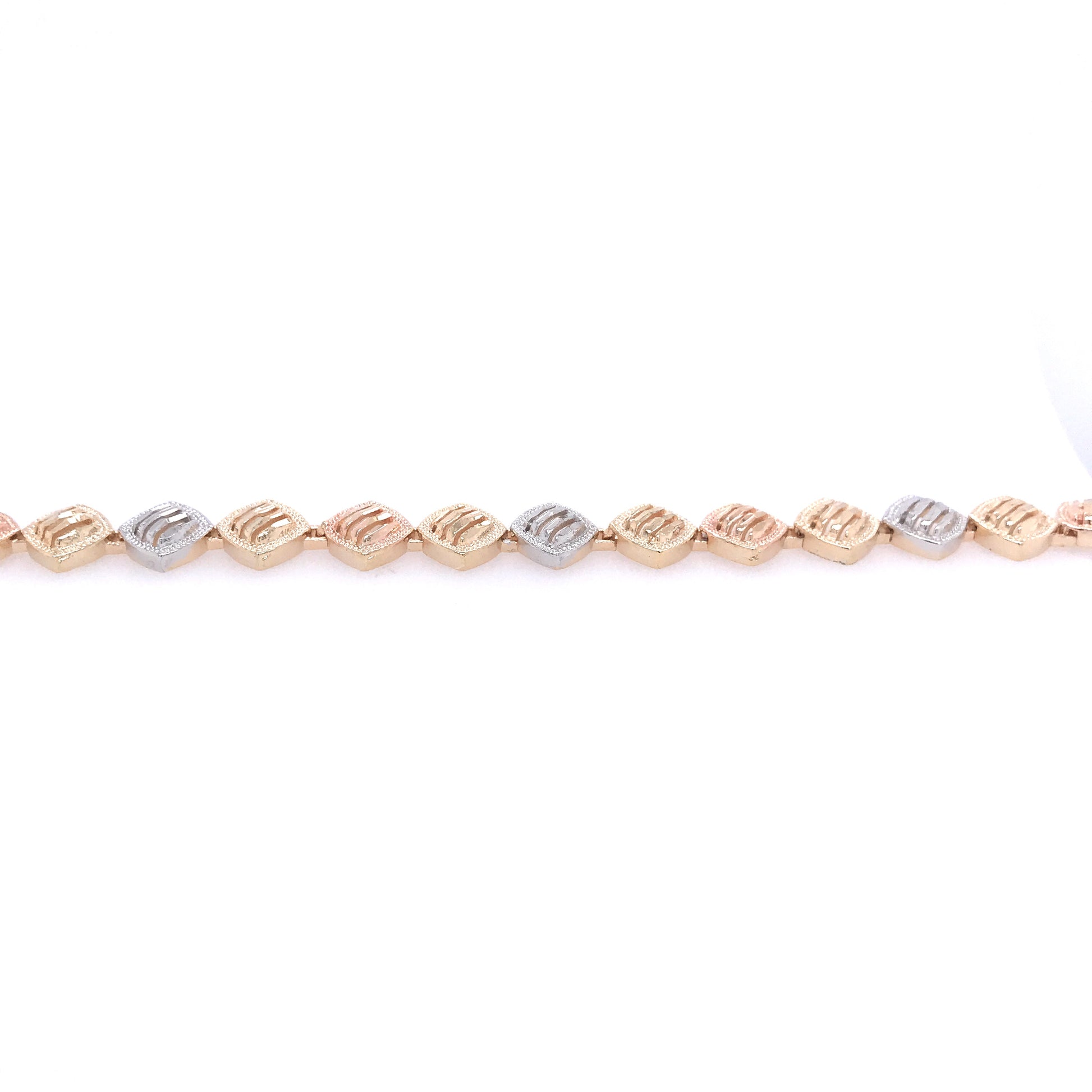 Lined Diamond Shapes Tricolor Bracelet - HK Jewels