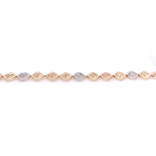 Lined Diamond Shapes Tricolor Bracelet - HK Jewels