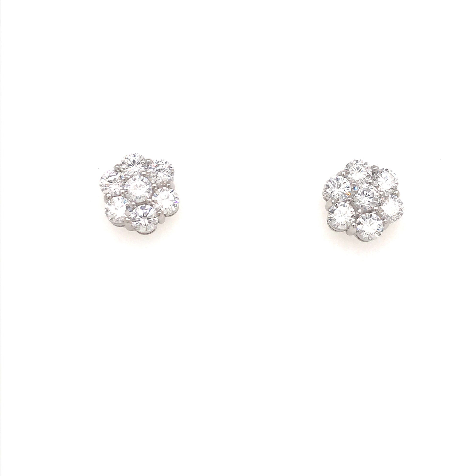 14K Gold CZ Flower Earrings - HK Jewels