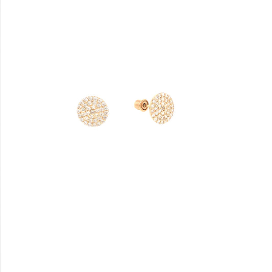 14K Gold Micropave Circle Stud Earrings - HK Jewels