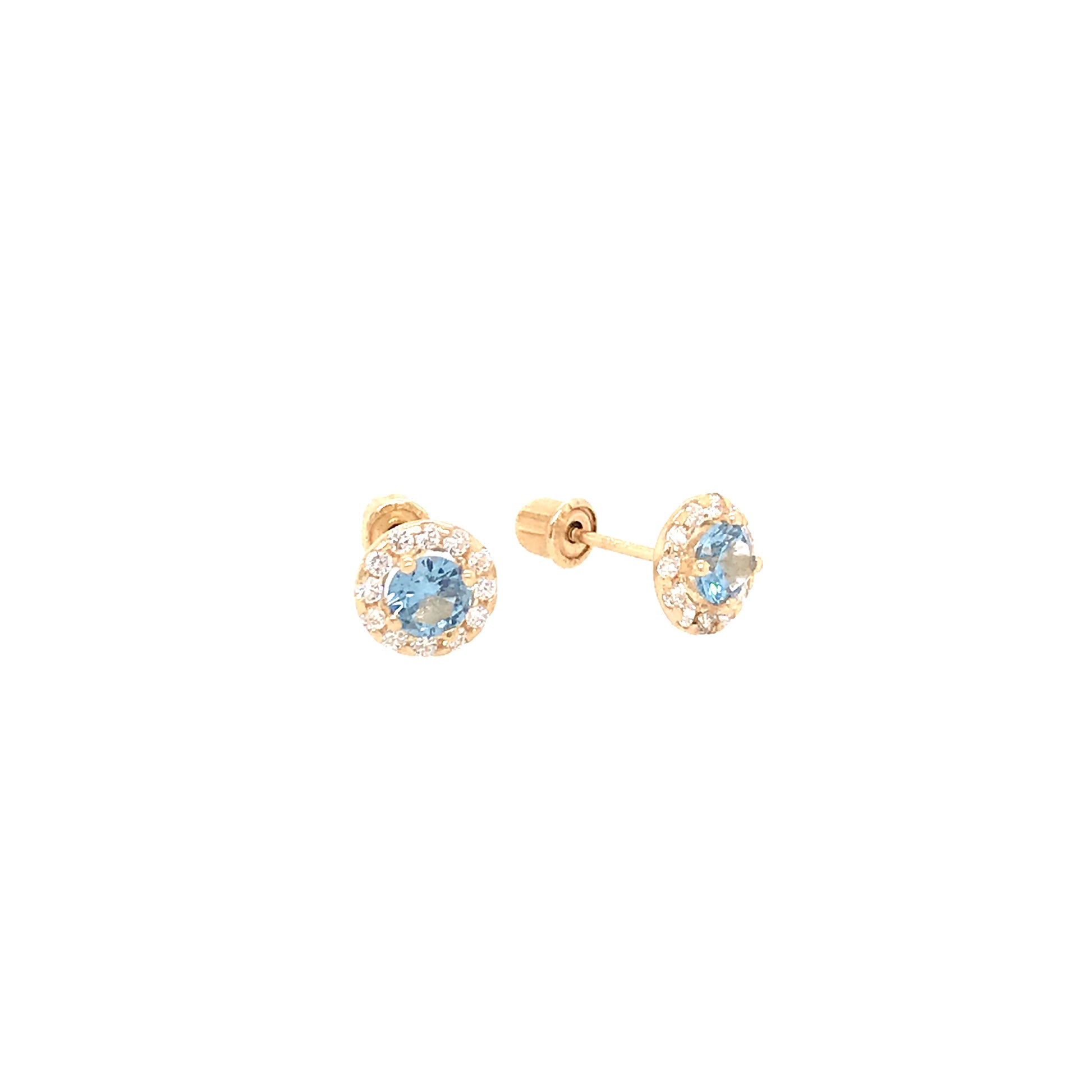 14K Gold Micropave Circle Stud Earrings - HK Jewels