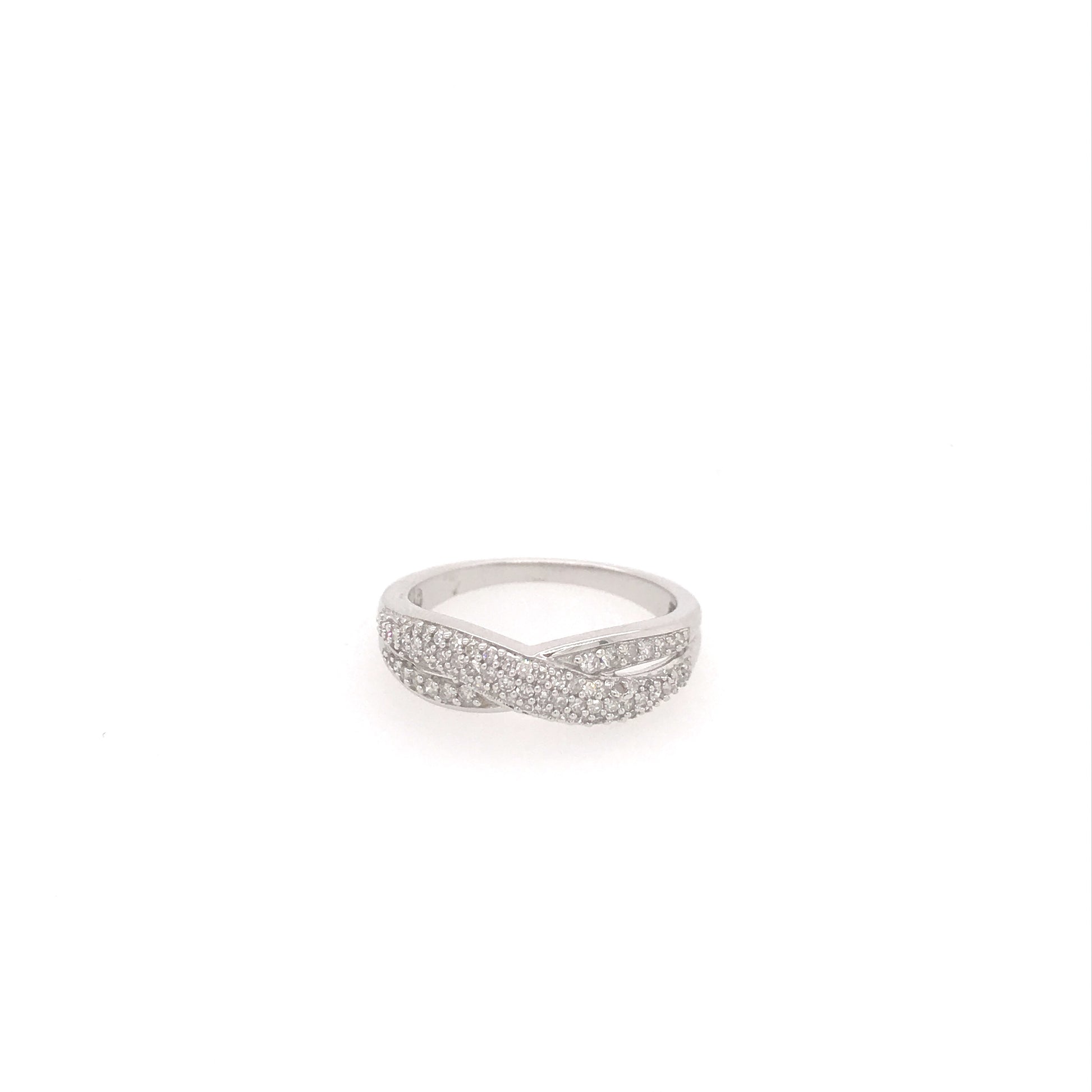 14k Micropave Diamond Twist Ring - HK Jewels
