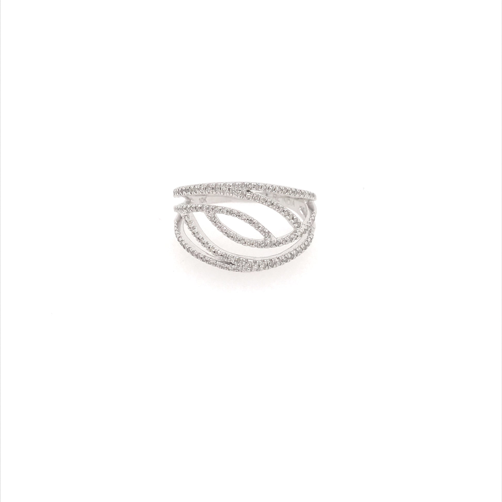 10k Micropave Diamond Design Ring - HK Jewels