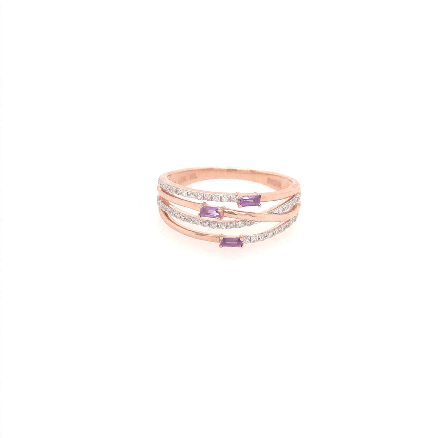 10k Rose Gold and Amethyst Stone Ring - HK Jewels