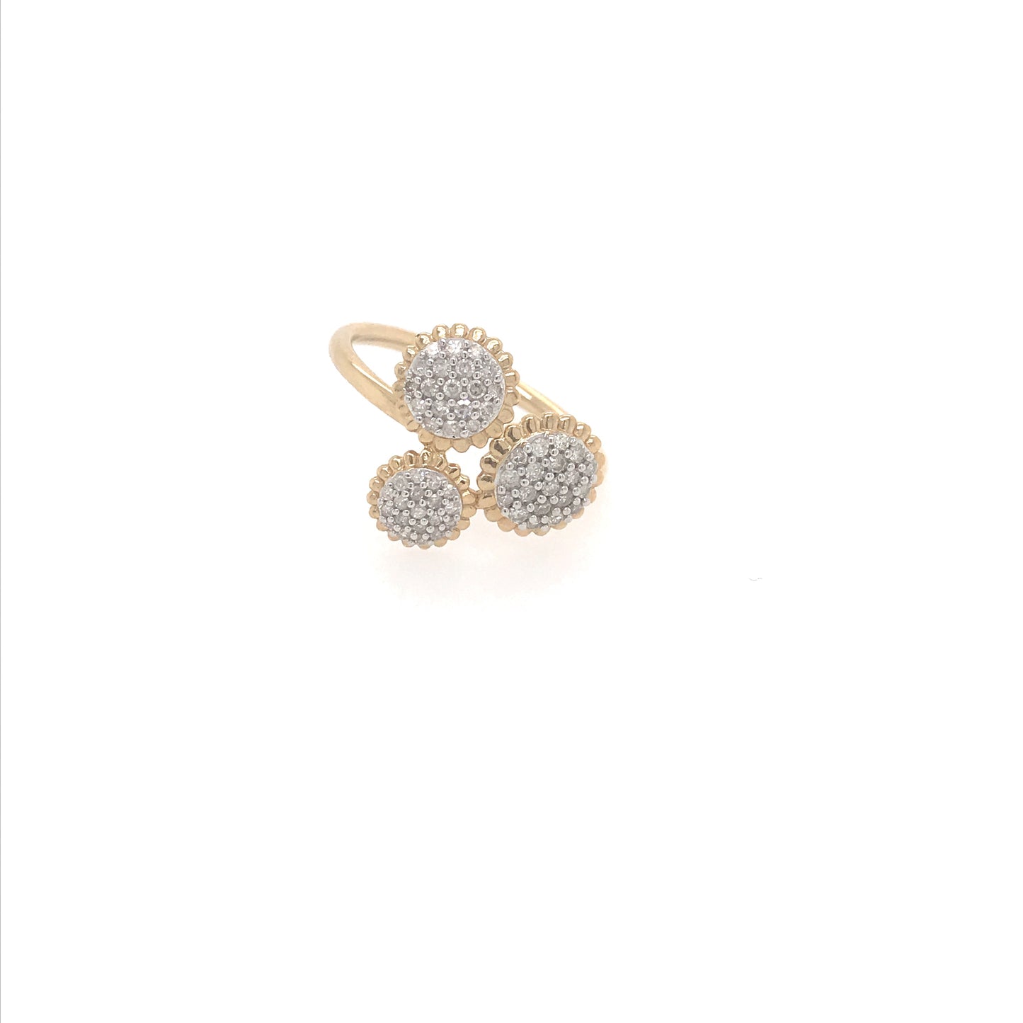 10k Three Circle Micropave Ring - HK Jewels