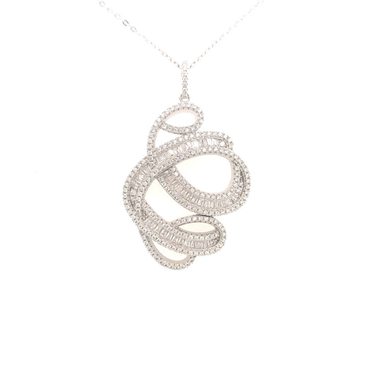 Sterling Silver Micropave And Baguettes Pendant - HK Jewels