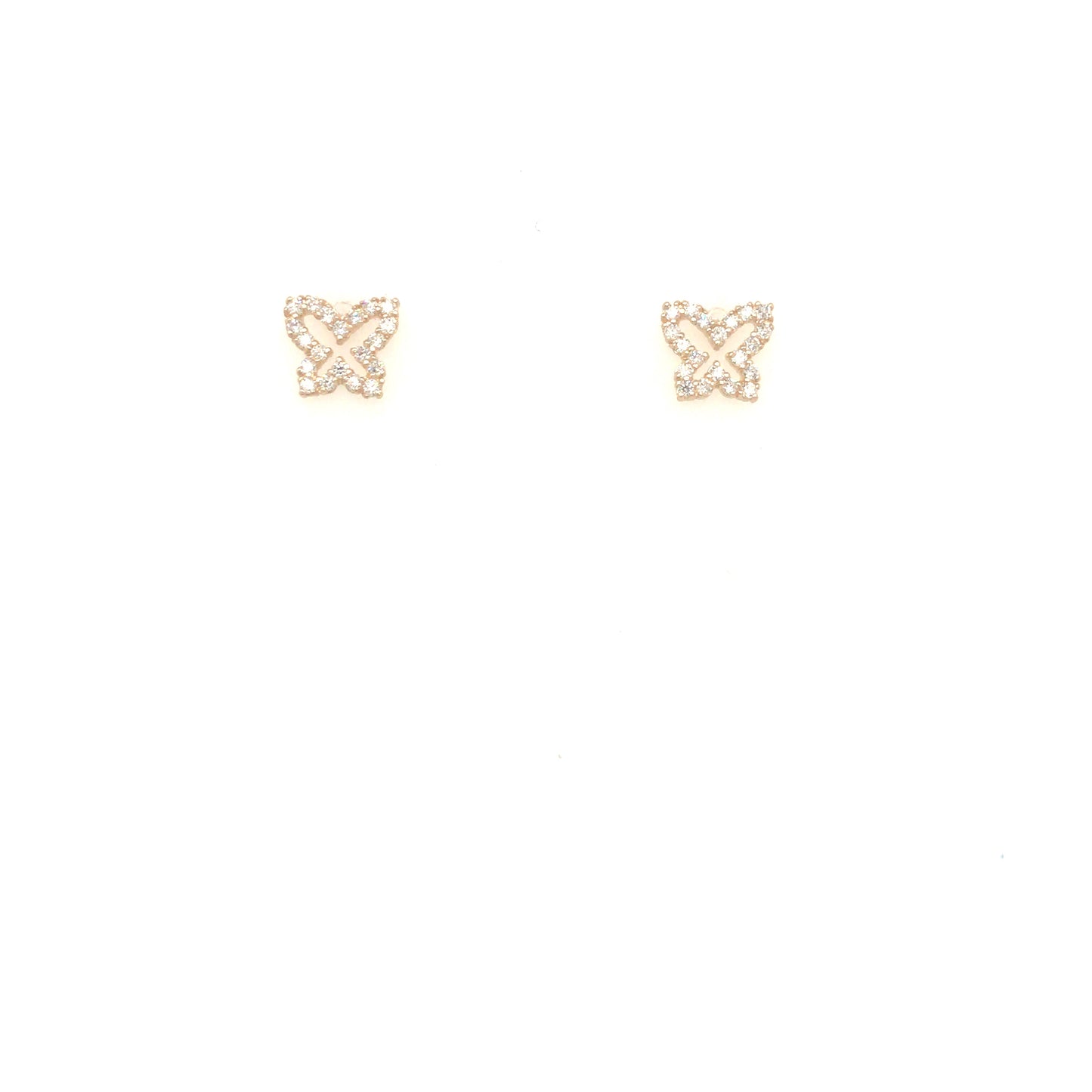 14K Gold Micropave Butterfly Stud Earrings - HK Jewels