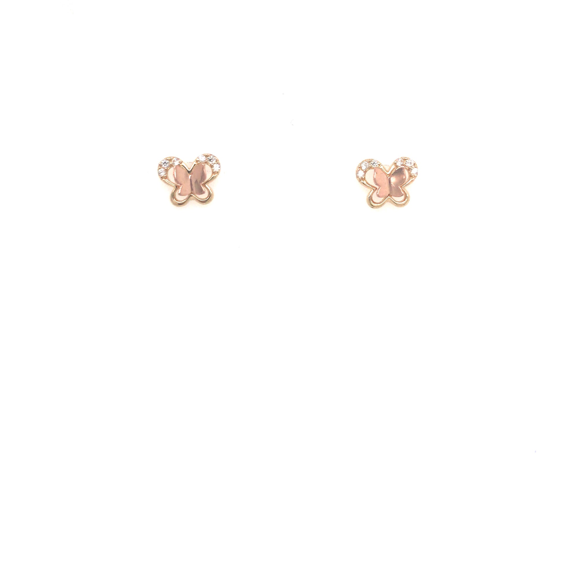 14K Gold Micro Pave Butterfly Stud Earrings - HK Jewels