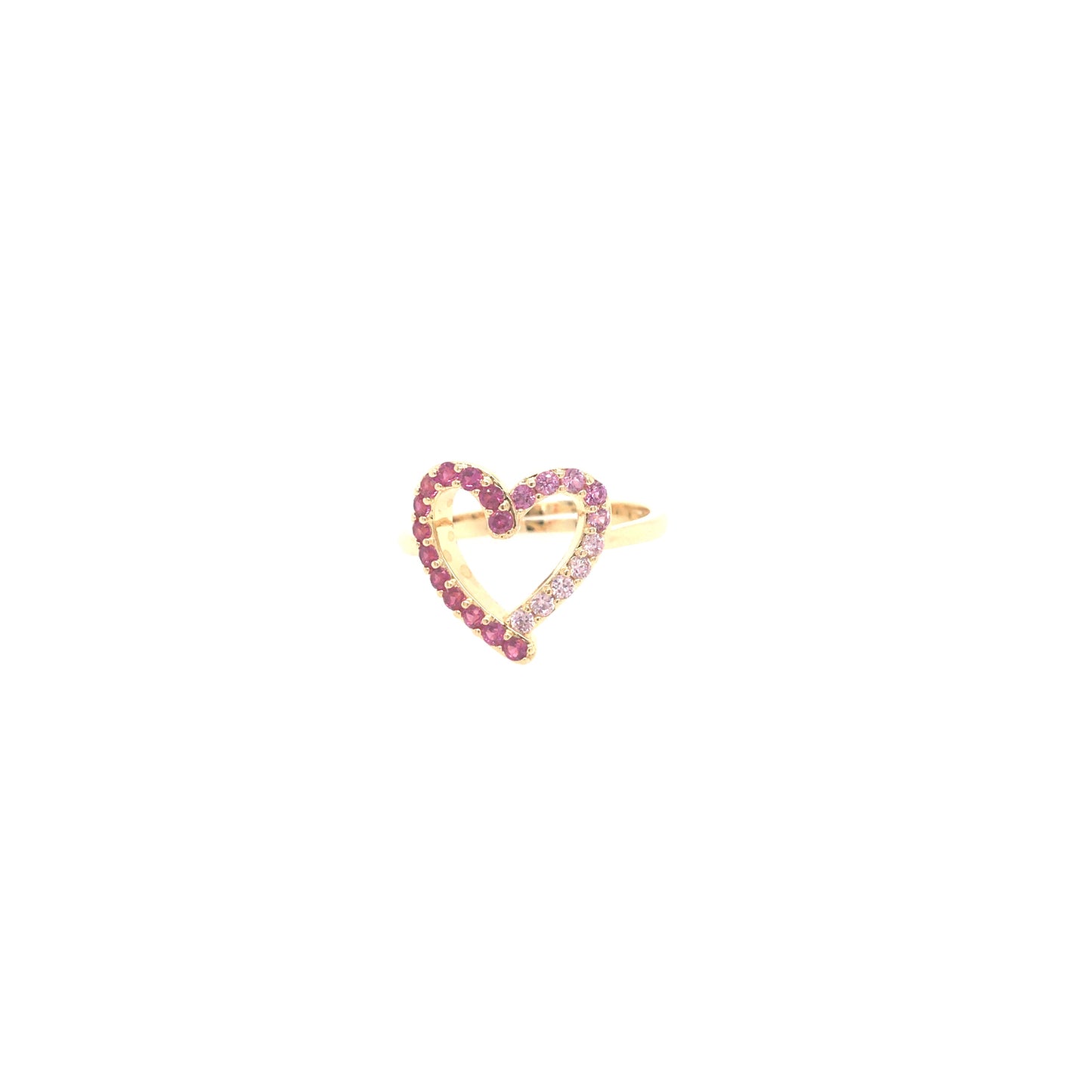 Goldplated Pink CZ Heart Ring - HK Jewels
