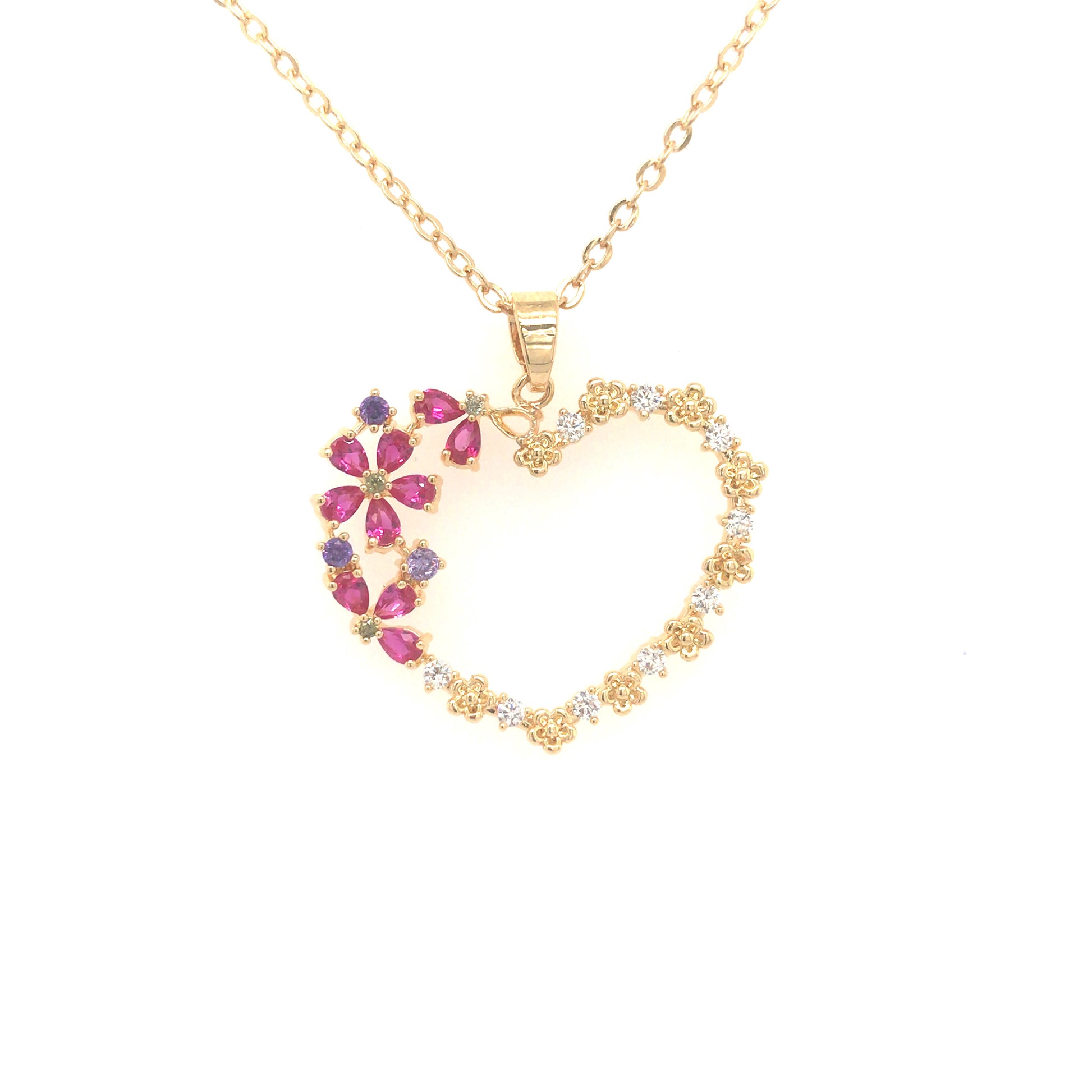 Floral Heart Outline Pendant - HK Jewels