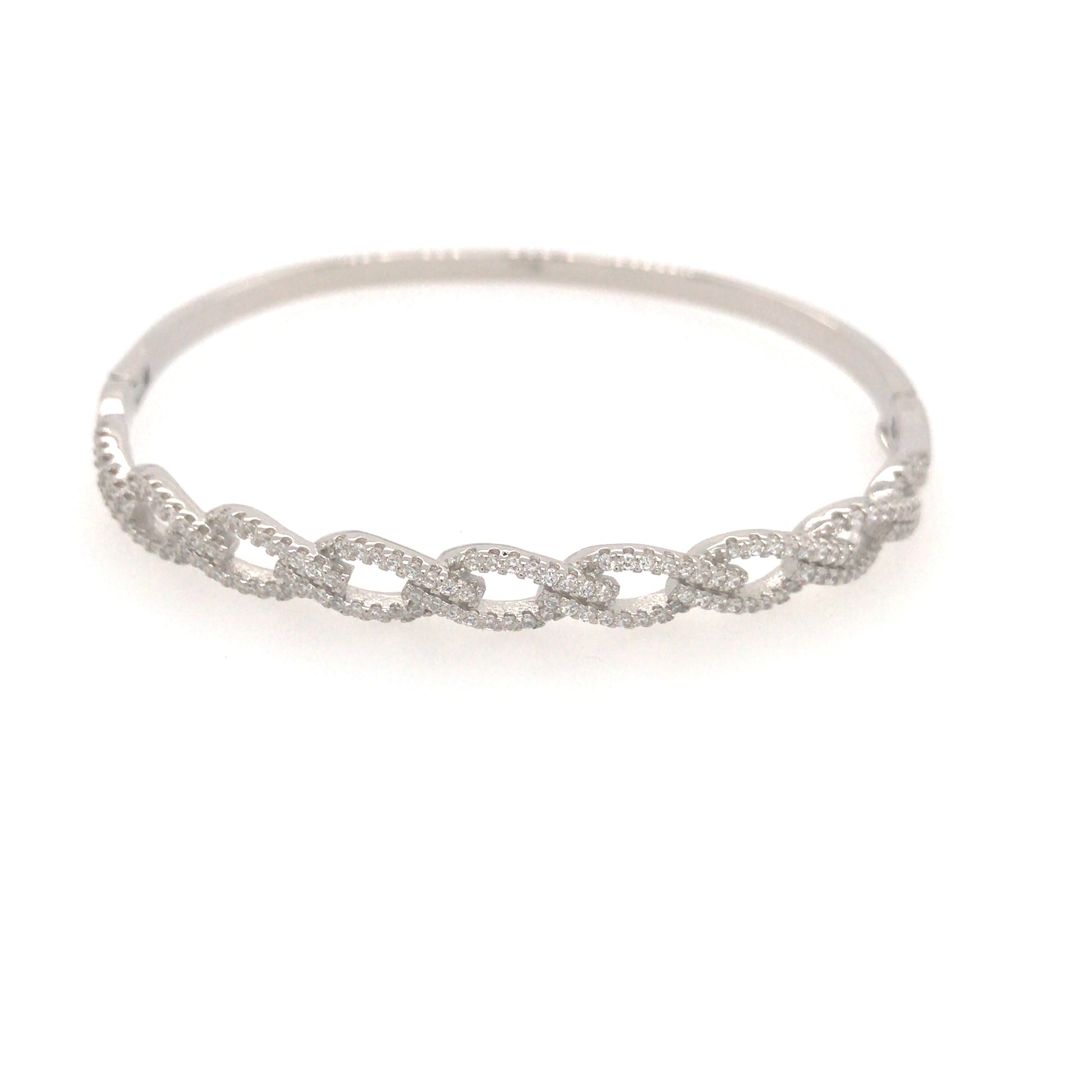 Sterling Silver Link Bangle - HK Jewels