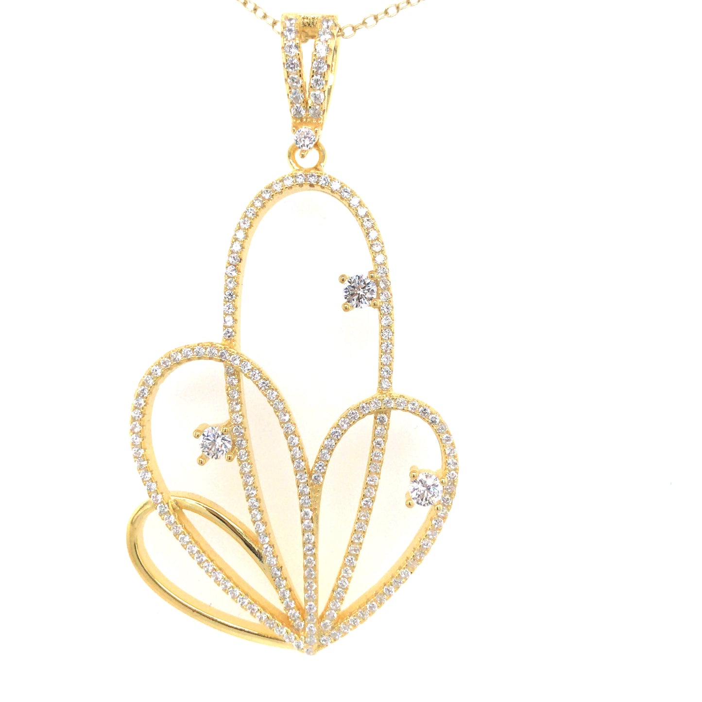 Sterling Silver Gold Plated Petal Pendant - HK Jewels