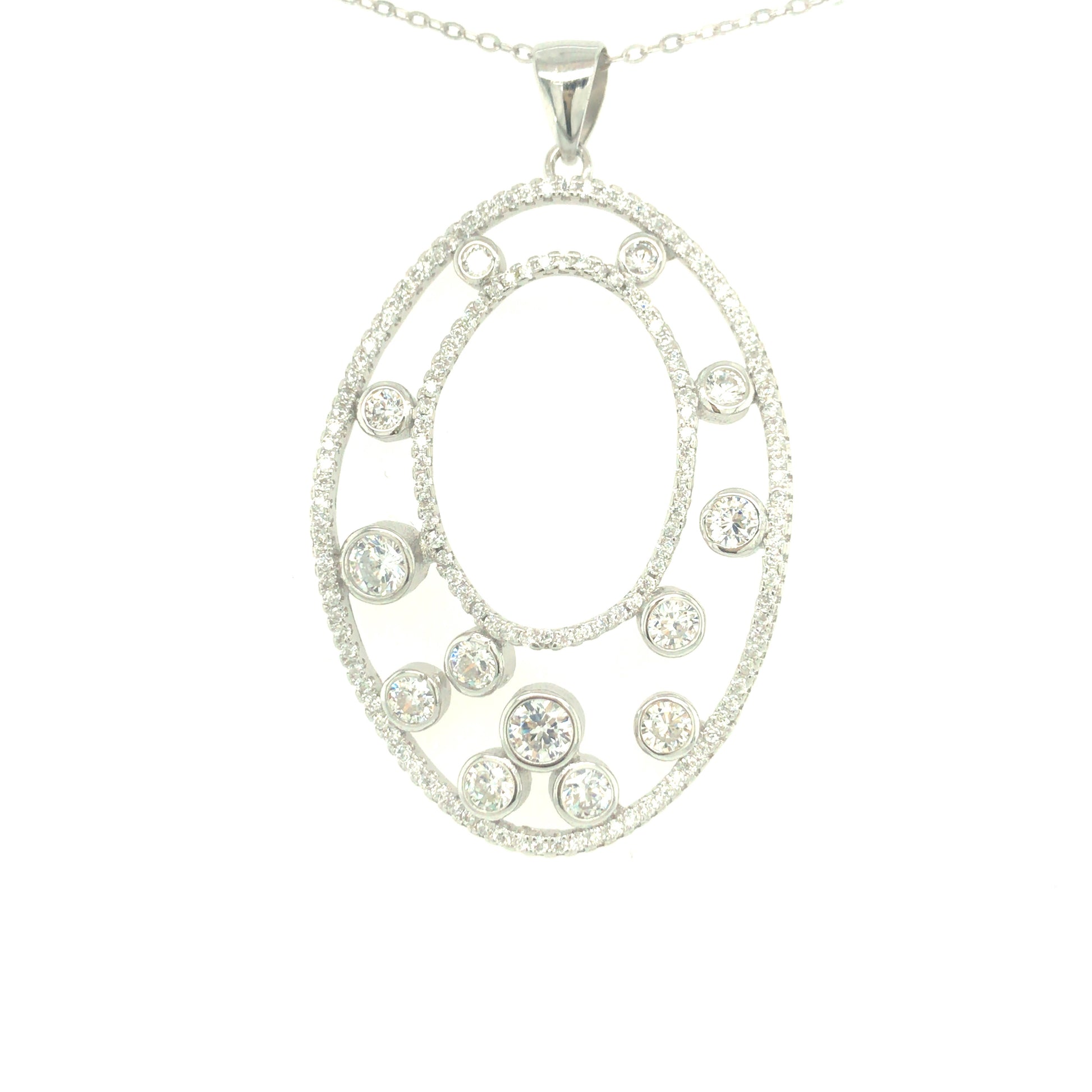 Sterling Silver Oval Pendant - HK Jewels