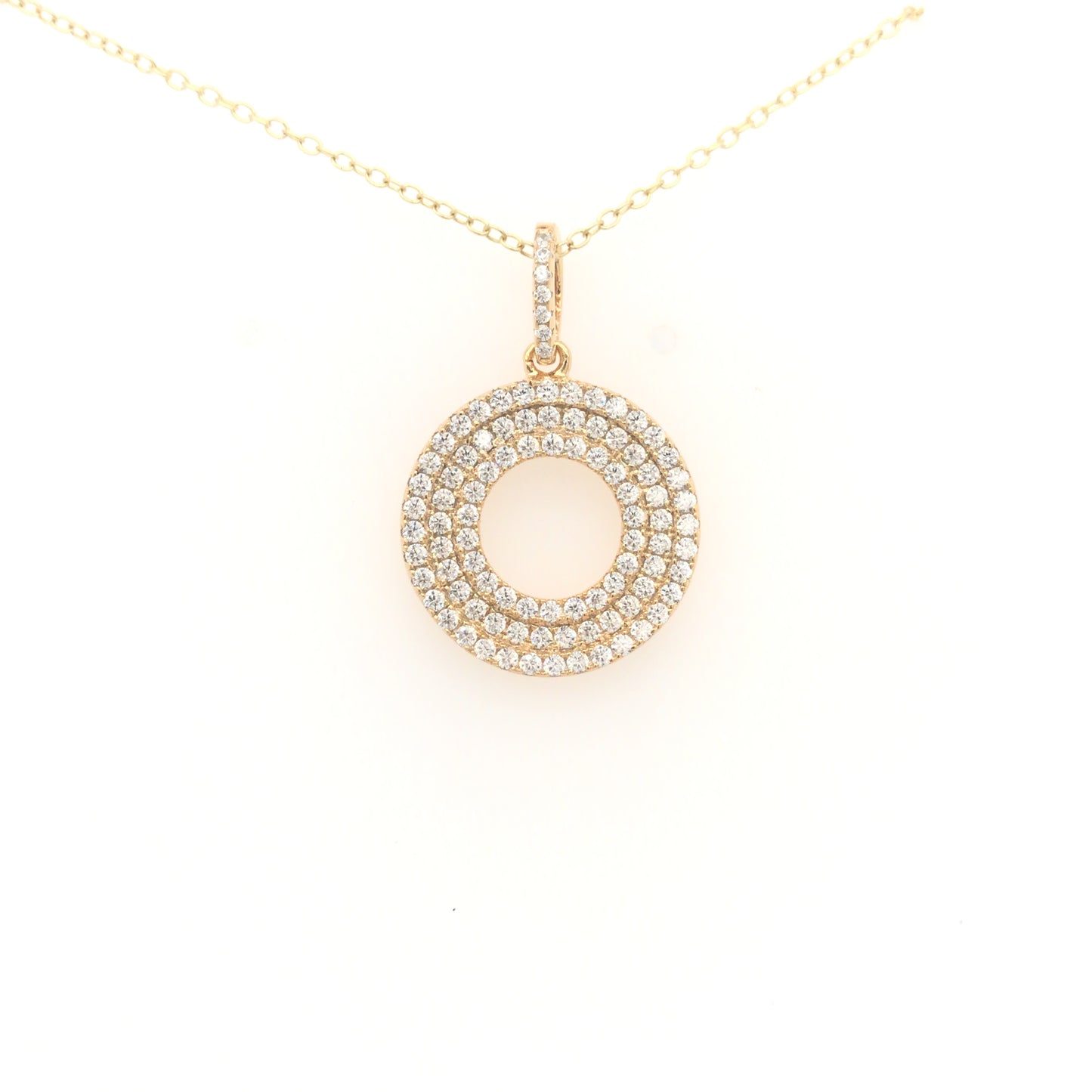Sterling Silver Gold-Plated Micropave Circle Pendant - HK Jewels