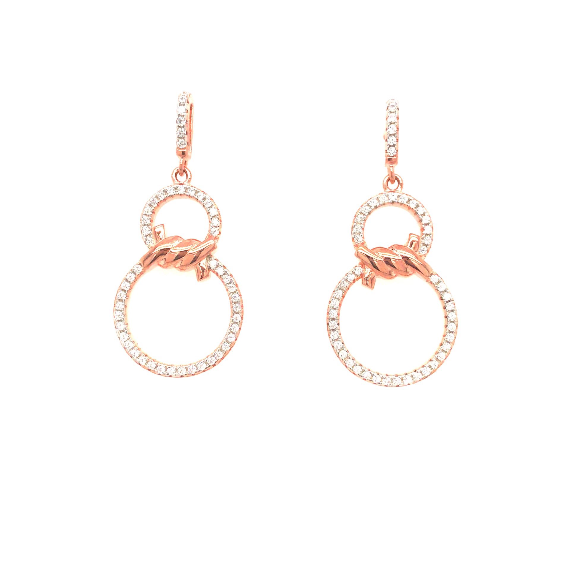 Rose Gold Plated Sterling Silver Twisted Circle Earrings - HK Jewels