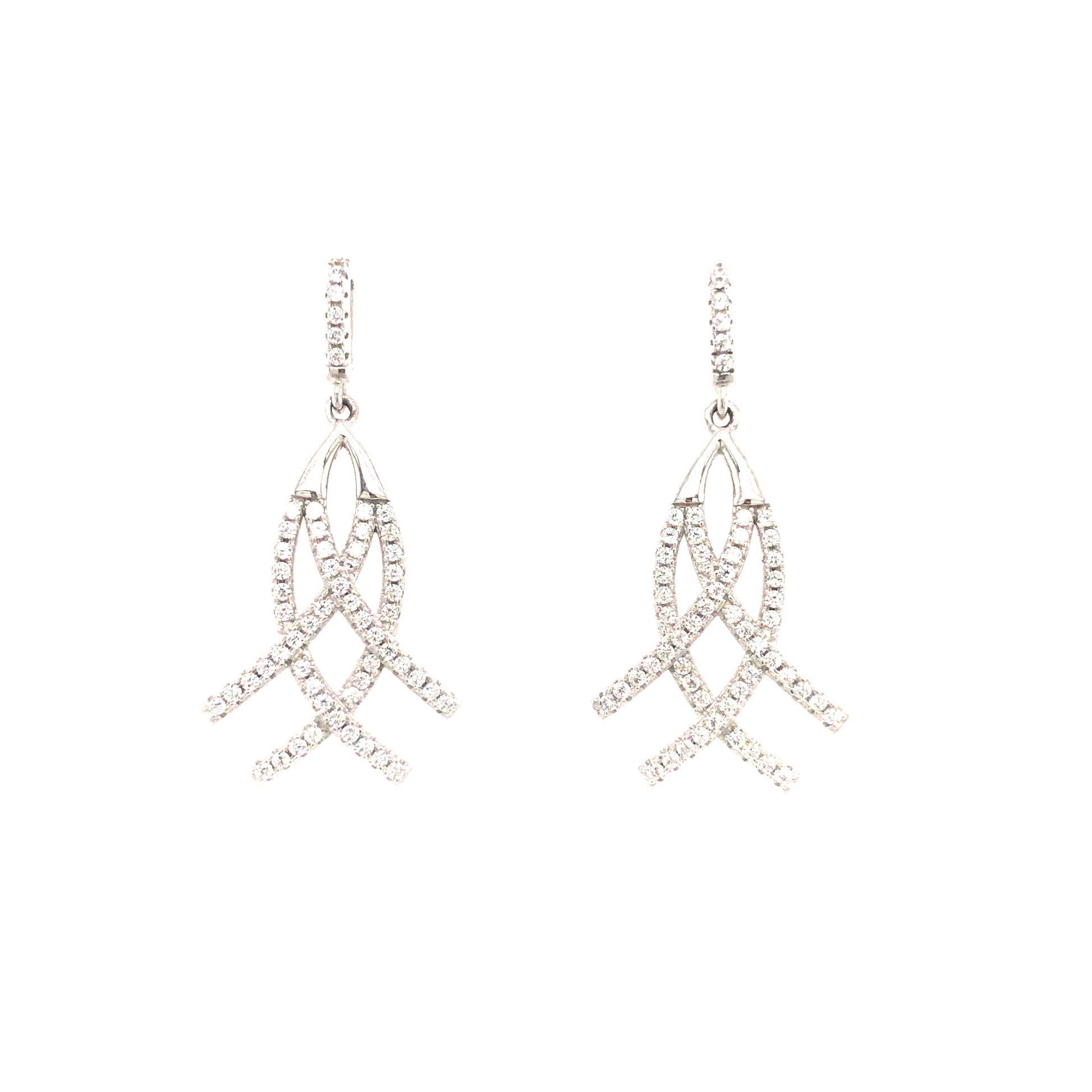Sterling Silver Rounded Criss-Cross Earrings - HK Jewels