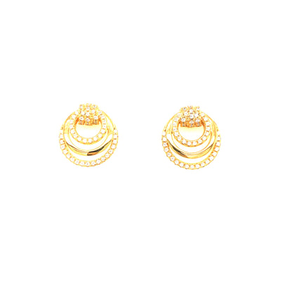 Sterling Silver Gold Plated Circle Stud Earrings - HK Jewels