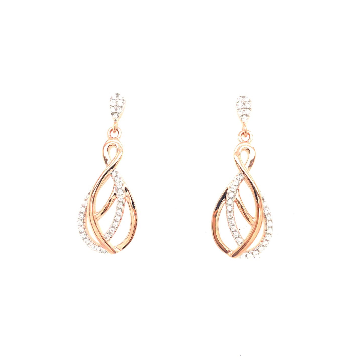 Sterling Silver Rose Gold Plated Teardrop Earring - HK Jewels