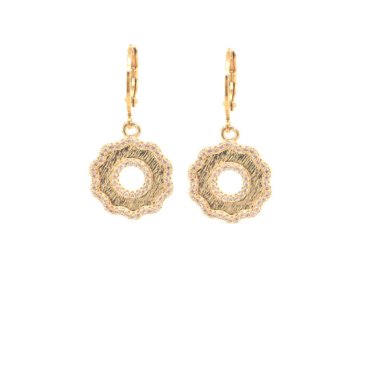 Wavy Brushed Gold Donut Earring - HK Jewels