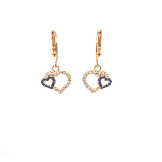 Inside Blue Double Heart Earrings - HK Jewels