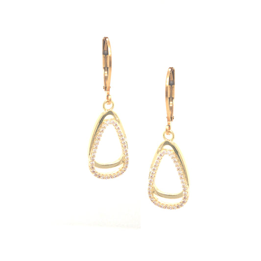 Surgical Steel Slipped Triangle Earrings- Clear - HK Jewels