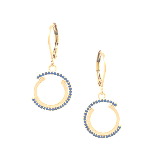 Matte Gold Concentric Circle Earrings (Blue) - HK Jewels