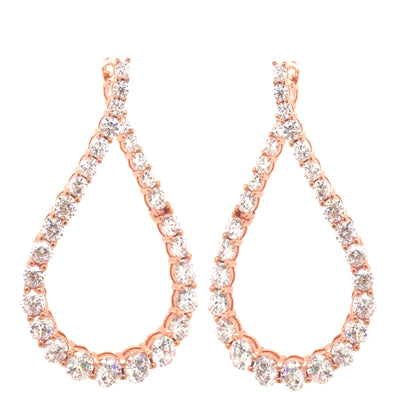 Sterling Silver Rose Gold Plated Twist CZ Earrings - HK Jewels