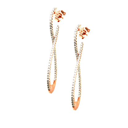 Sterling Silver Rose Gold Plated Twisted Earring - HK Jewels