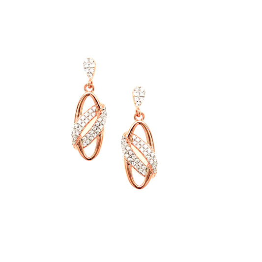 Sterling Silver Rose Gold Plated Oval Earring - HK Jewels