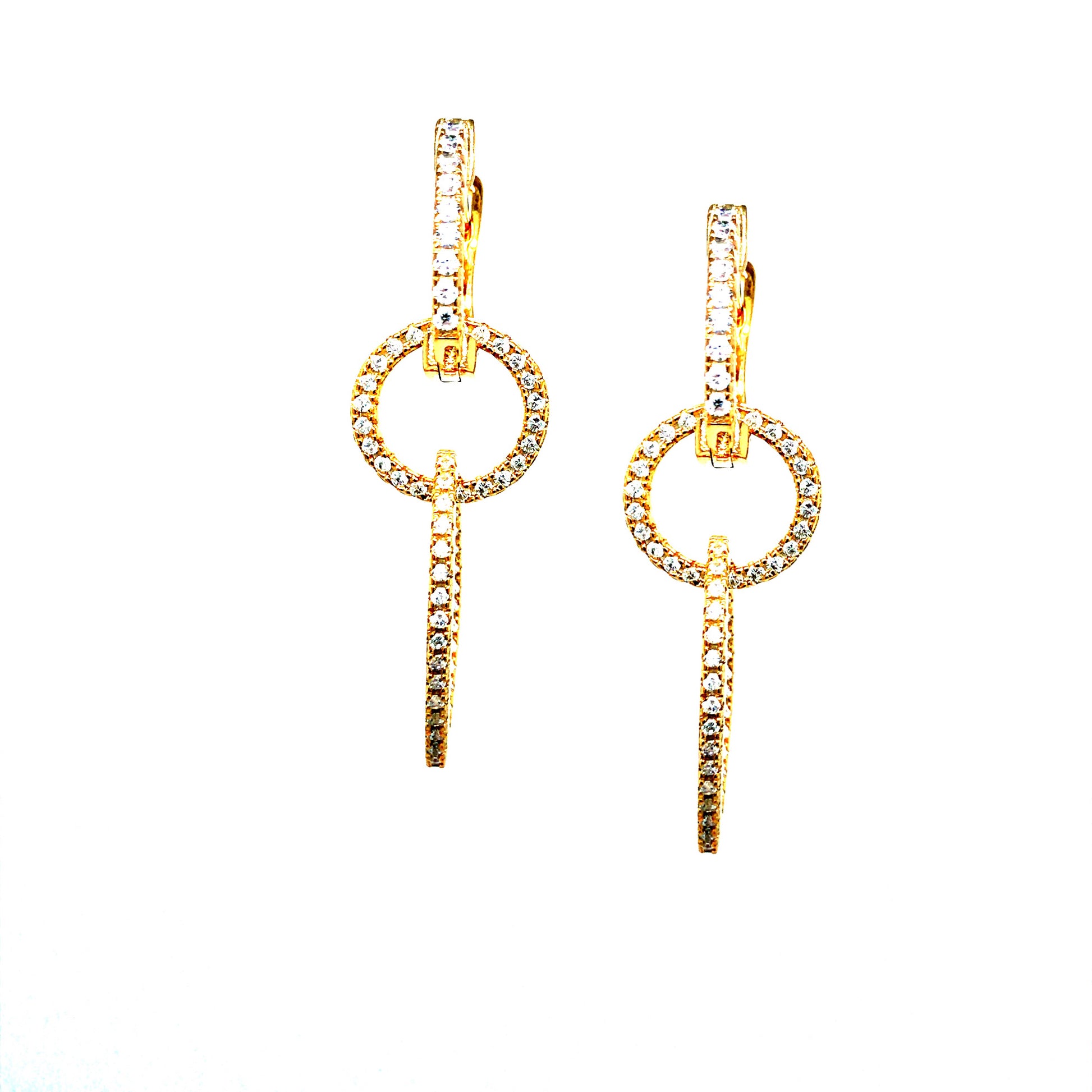 Sterling Silver Gold Plated Circle Earring - HK Jewels