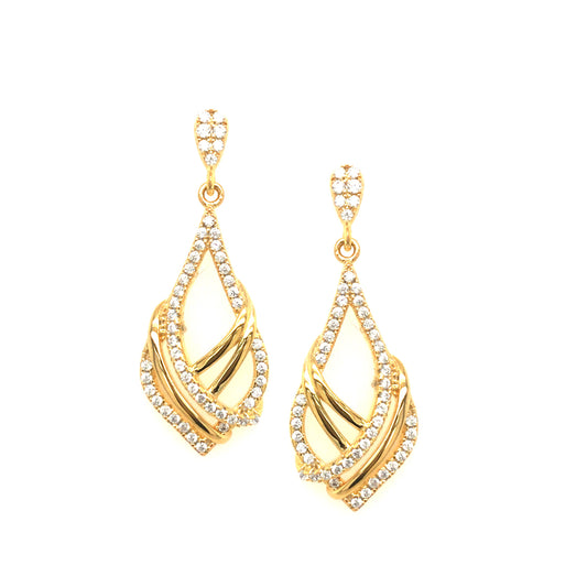Sterling Silver Gold Plated Marquise Earring - HK Jewels