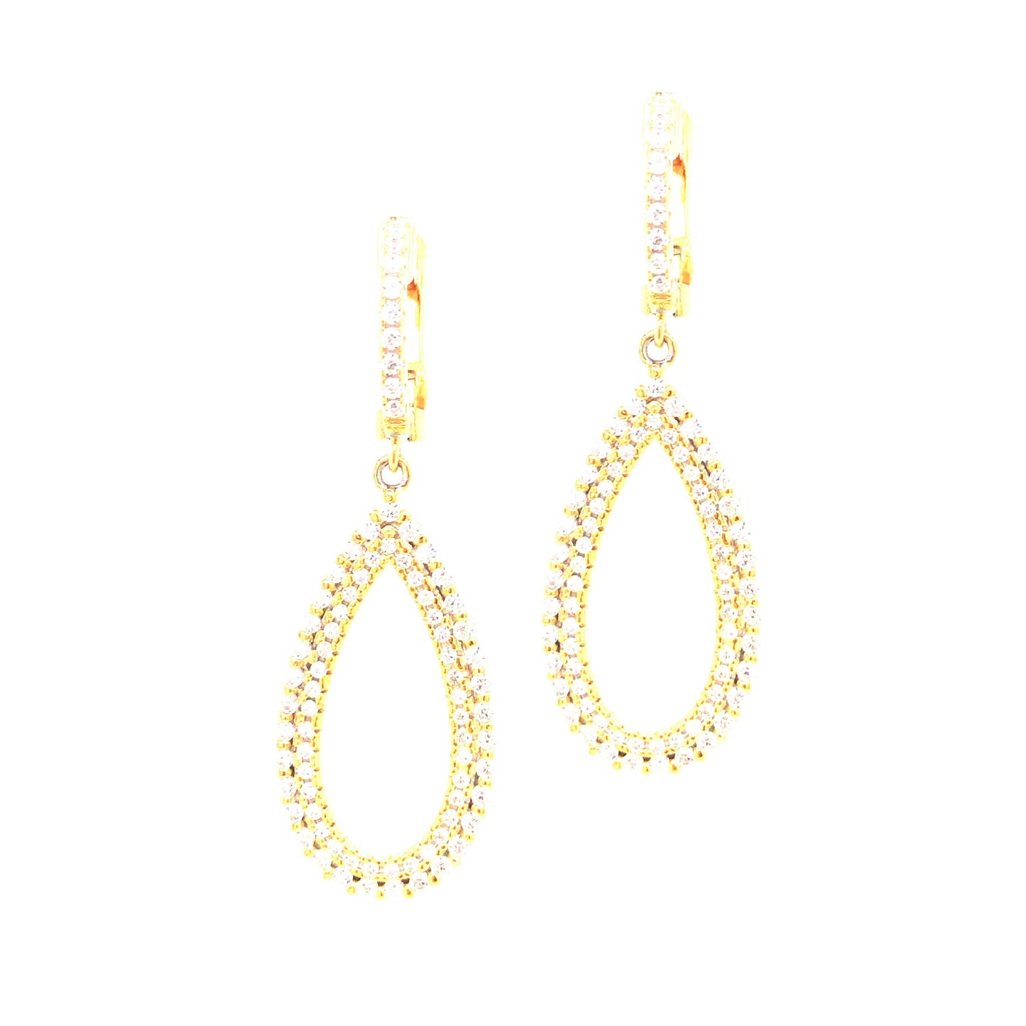 Sterling Silver Gold Plated Teardrop Earrings - HK Jewels