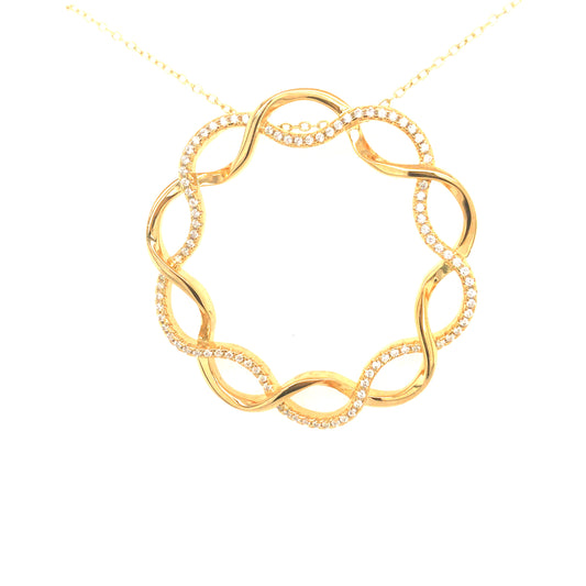 Sterling Silver Gold Plated Twisted Circle Pendant - HK Jewels