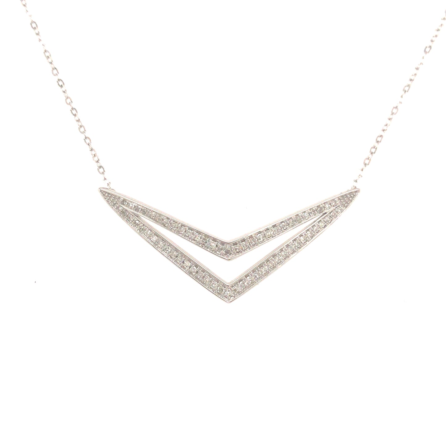 14K Gold And Diamond Double V-Shaped Necklace - HK Jewels