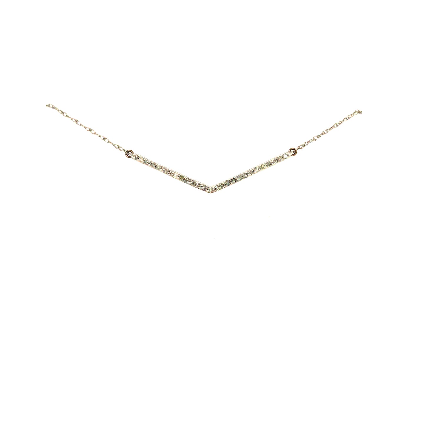 10K Gold And Diamond V Shape Necklace - HK Jewels