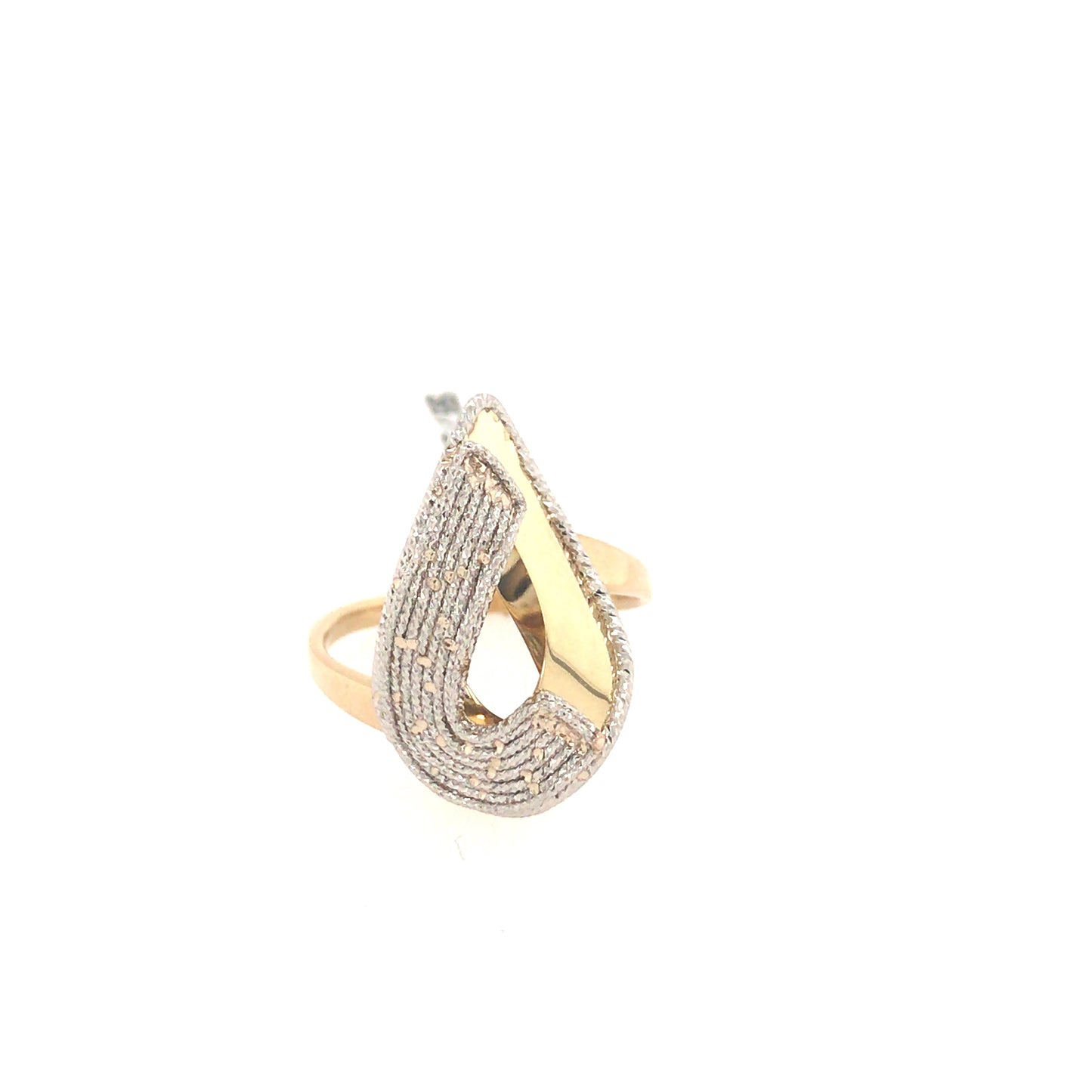 14K Gold Wavy Teardrop Ring - HK Jewels
