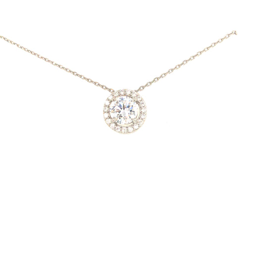 Sterling Silver Round Solitaire Necklace - HK Jewels