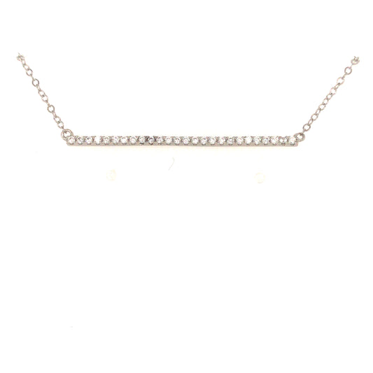 Sterling Silver CZ Straight Bar Necklace - HK Jewels
