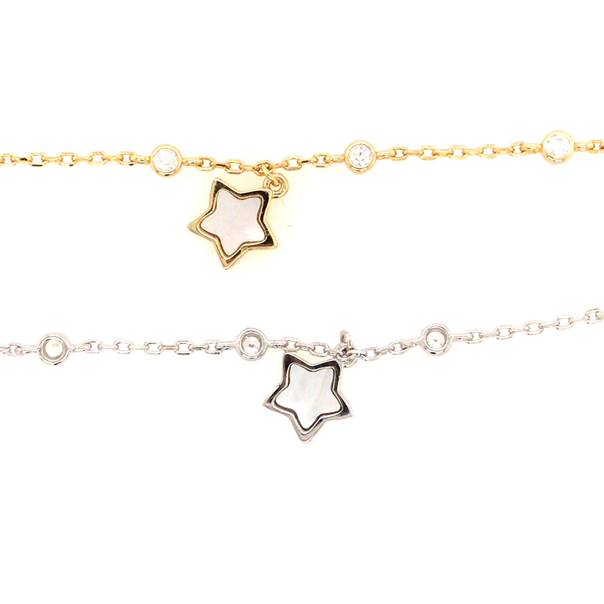 Sterling Silver CZ And Star Bracelet - HK Jewels
