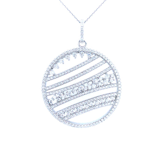 Sterling Silver Round CZ Pendant - HK Jewels