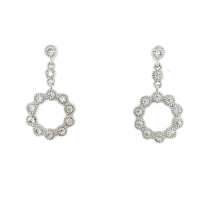 Sterling Silver CZ  Small Flower Shaped Earring - HK Jewels