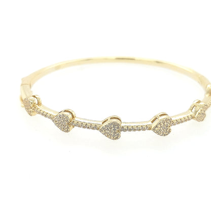 Sterling Silver CZ Heart Bangle - HK Jewels