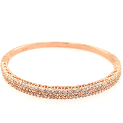 Sterling Silver Gold Plated and Rose Plated CZ  Three Row Bracelet - HK Jewels