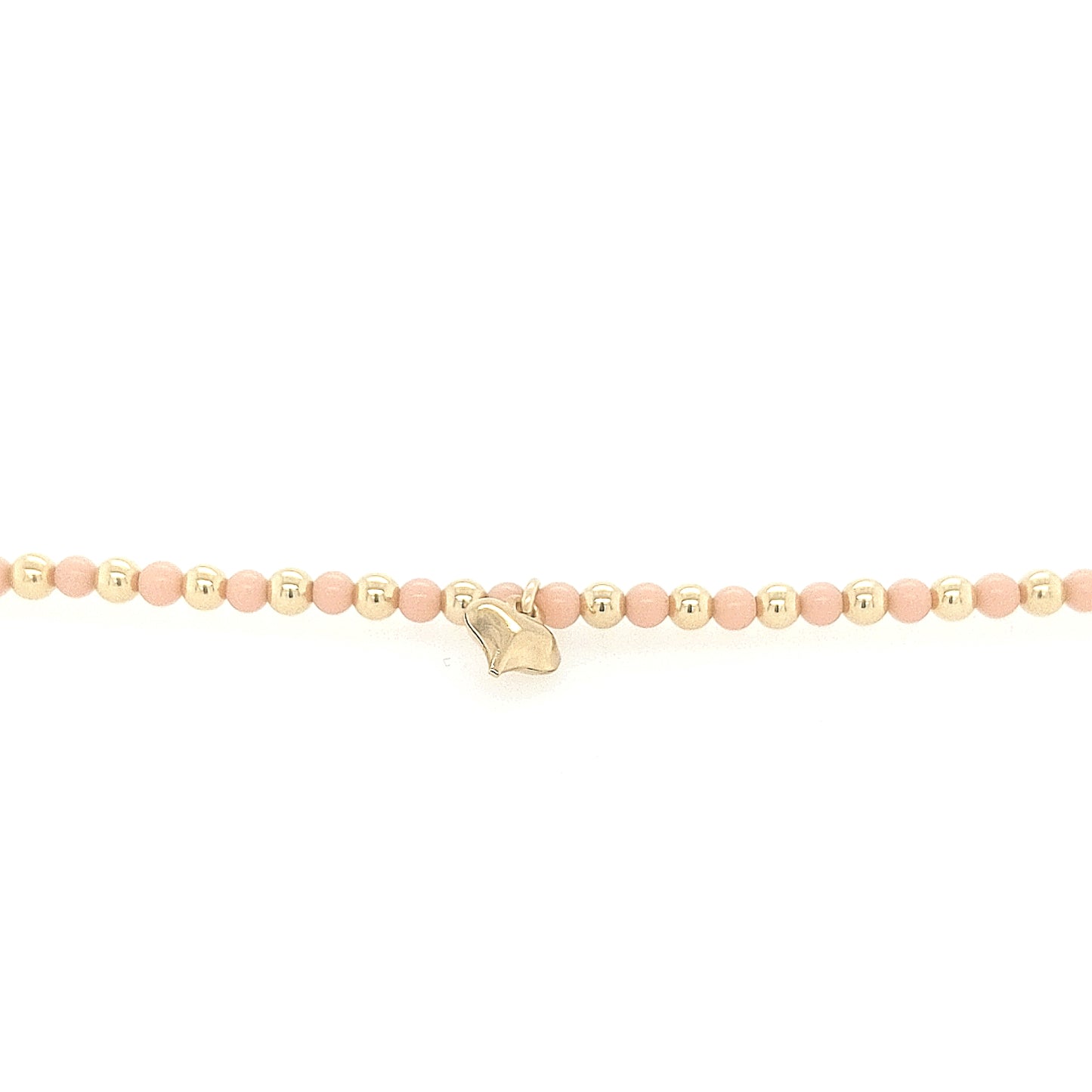 Gold Filled Alternating Gold and Brushed Beads With Center Gold Puffy Heart Children's Bracelet - HK Jewels