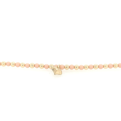 Gold Filled Alternating Gold and Brushed Beads With Center Gold Puffy Heart Children's Bracelet - HK Jewels