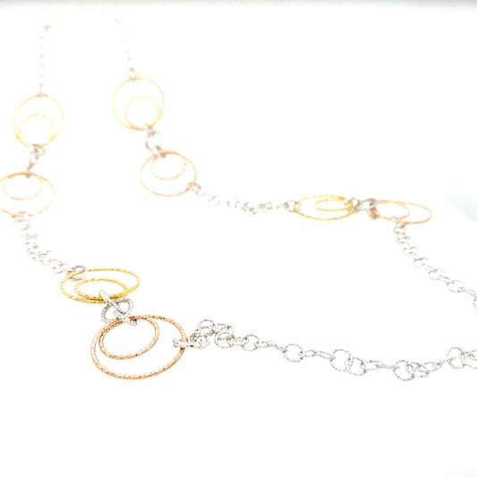 Sterling Silver Tricolor Circles Necklace - HK Jewels