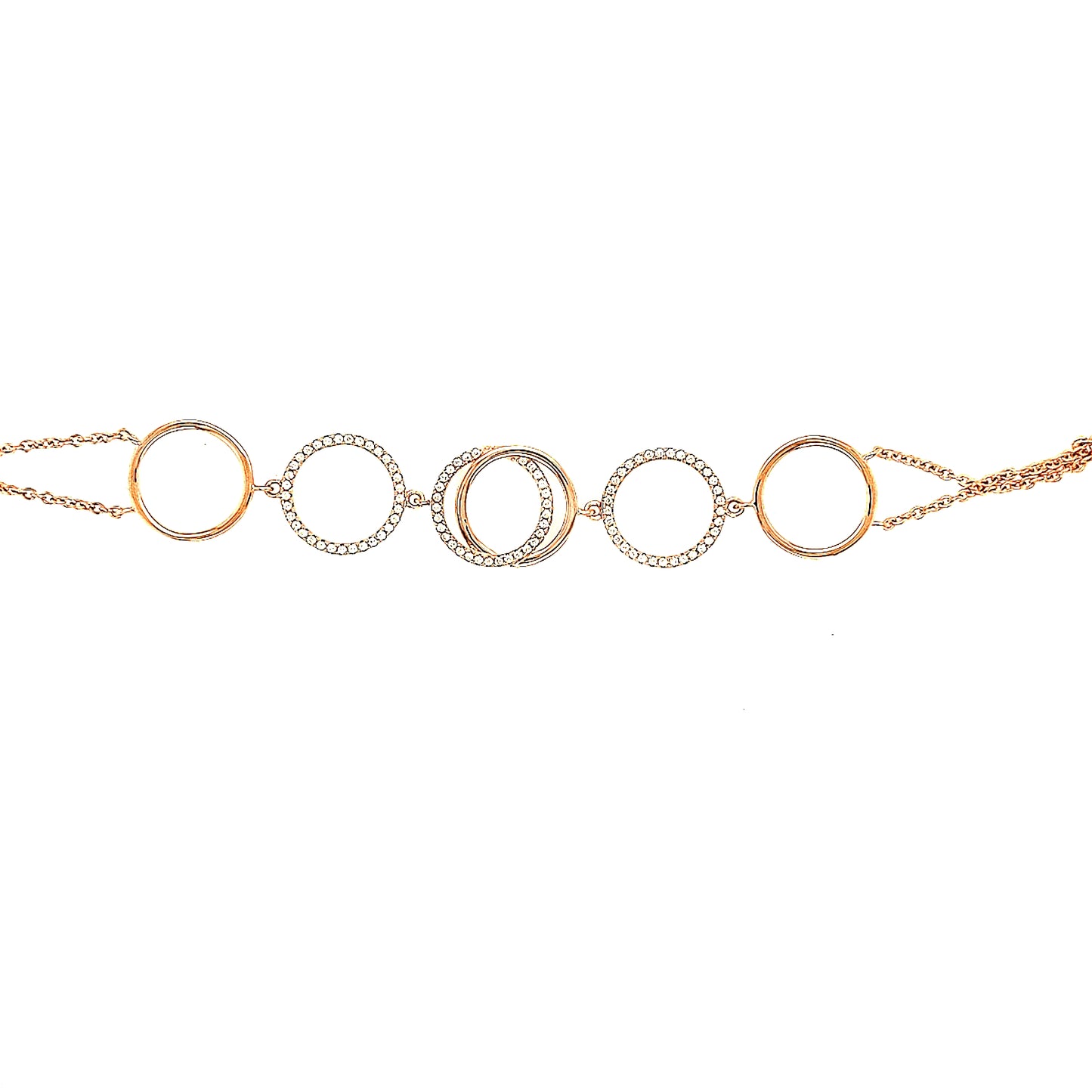 Rose Gold Plated Sterling Silver CZ Circles Bracelet - HK Jewels